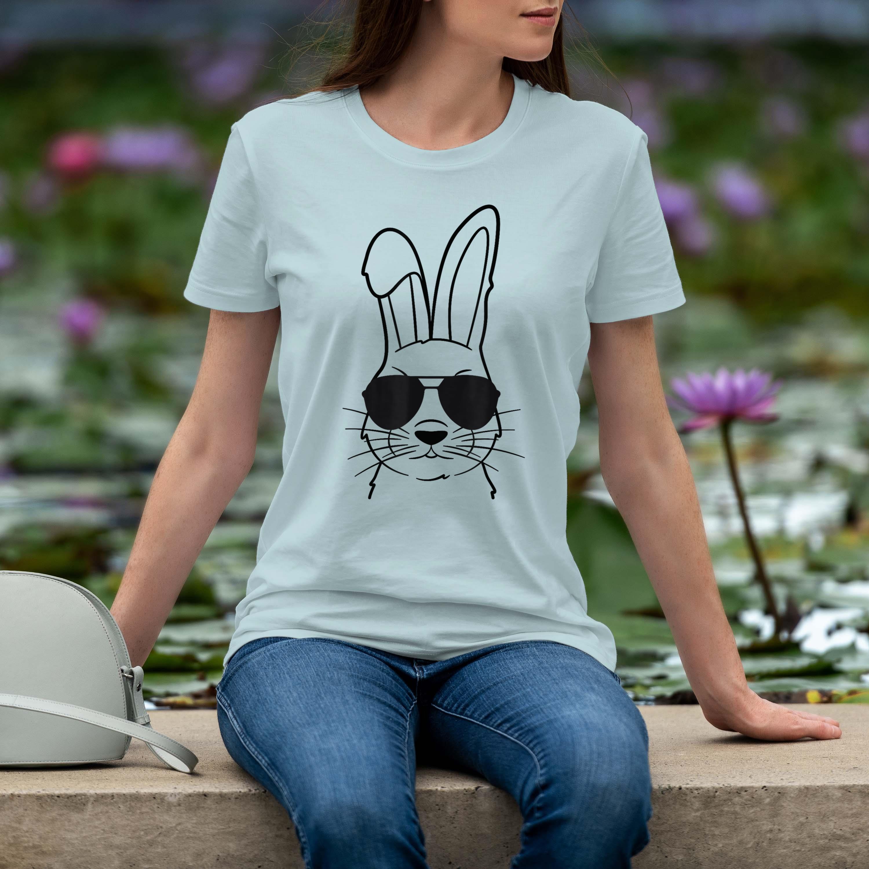 Bunny Face With Sunglasses For Boys Men Kids Easter Day Shirt 